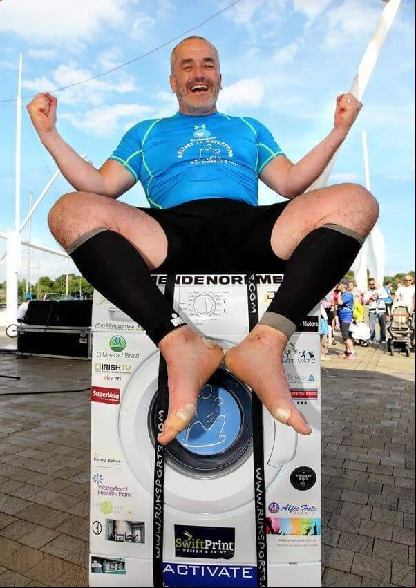 Enda O'Doherty with the washing machine he carried up Kilimanjaro. Enda O'Doherty with the washing machine he carried up Kilimanjaro.