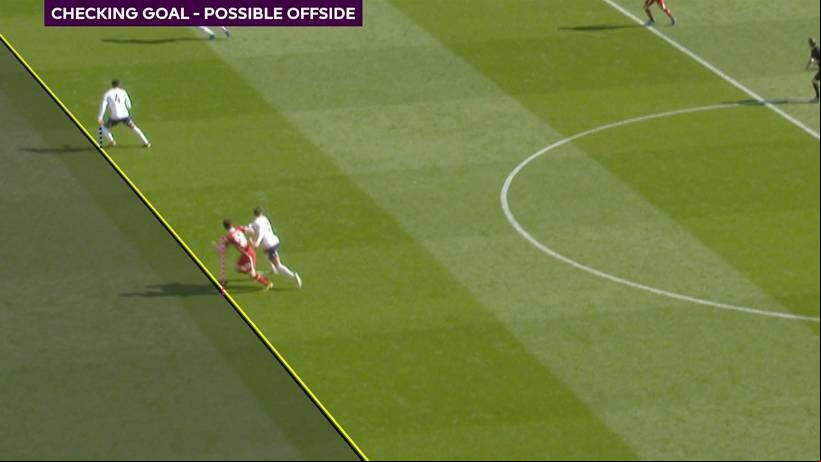The Liverpool 'goal' from Roberto Firmino is chalked off by VAR which deemed that Diogo Jota was in an offside position in the build-up. The Liverpool 'goal' from Roberto Firmino is chalked off by VAR which deemed that Diogo Jota was in an offside position in the build-up.