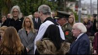 President Higgins attends funeral of Creeslough blast victim
