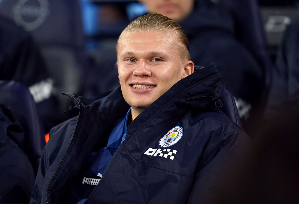 Manchester City's Erling Haaland on the bench during the Emirates FA Cup third round match at the Etihad Stadium, Manchester. Picture: Martin Rickett/PA Wire Manchester City's Erling Haaland on the bench during the Emirates FA Cup third round match at the Etihad Stadium, Manchester. Picture: Martin Rickett/PA Wire