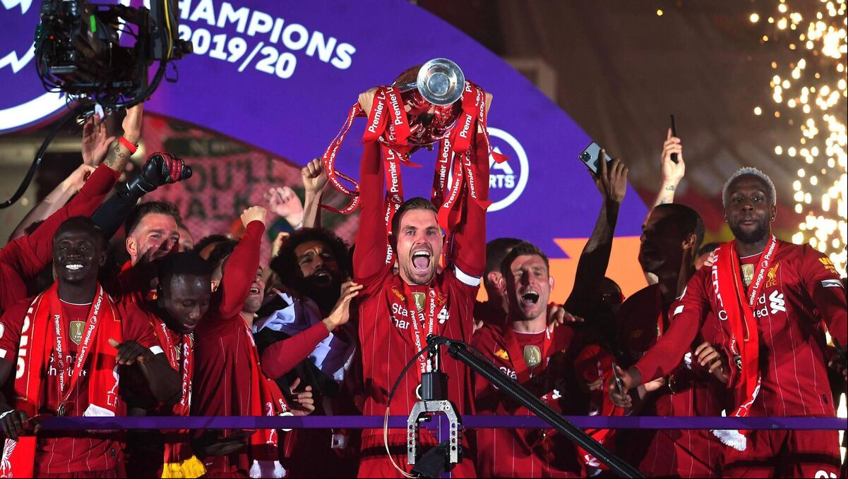 Jordan Henderson of Liverpool lifts The Premier League trophy at Anfield on July 22, 2020. Man City denied them a title on three other occasions in recent years. Picture: Laurence Griffiths/Getty Images Jordan Henderson of Liverpool lifts The Premier League trophy at Anfield on July 22, 2020. Man City denied them a title on three other occasions in recent years. Picture: Laurence Griffiths/Getty Images
