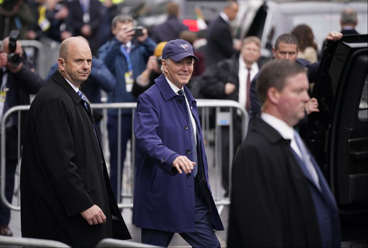 US President Joe Biden leaves after a visit to Dundalk, Co Louth. Pic: Niall Carson/PA Wire US President Joe Biden leaves after a visit to Dundalk, Co Louth. Pic: Niall Carson/PA Wire