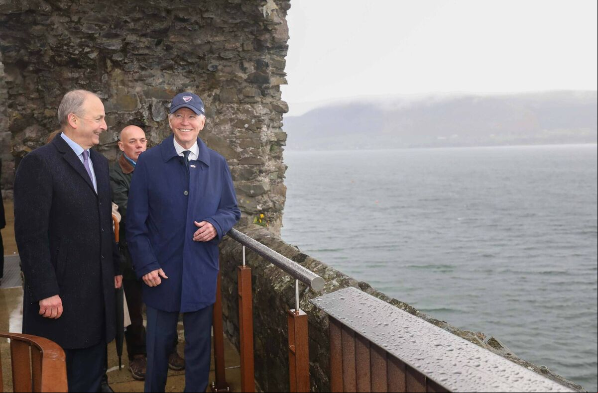President Biden at Carlingford Castle Co.Louth with Tánaiste, Minister for Foreign Affairs and Minister for Defence Mr Micheál Martin, T.D President Biden at Carlingford Castle Co.Louth with Tánaiste, Minister for Foreign Affairs and Minister for Defence Mr Micheál Martin, T.D