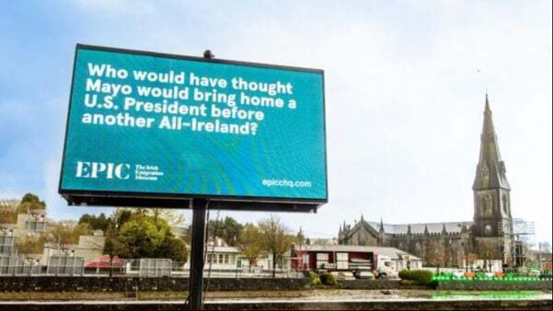 Biden billboard in Ballina pokes fun at Mayo's All-Ireland record Biden billboard in Ballina pokes fun at Mayo's All-Ireland record