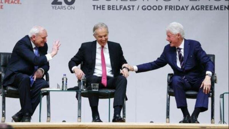 Clintons to Blair and Ahern at Good Friday Agreement conference Clintons to Blair and Ahern at Good Friday Agreement conference