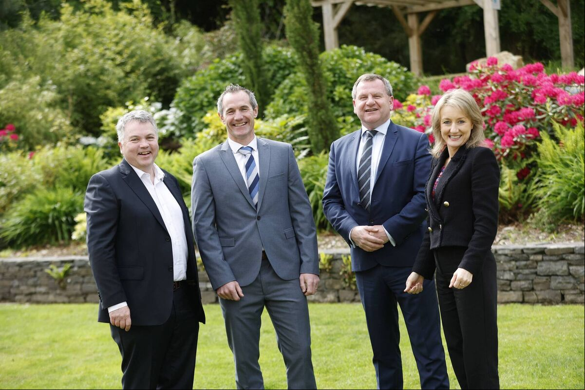 Pictured at the Ibec Regional Insights Series in Fota Island Resort, Cork yesterday were Padraig O'Hiceadha, ESB Strategy Manager, Generation and Trading, Trevor O'Rourke, CEO Fibre Networks Ireland, Danny McCoy, CEO, Ibec and Helen Leahy, Head of Regional Policy, Ibec. Pictured at the Ibec Regional Insights Series in Fota Island Resort, Cork yesterday were Padraig O'Hiceadha, ESB Strategy Manager, Generation and Trading, Trevor O'Rourke, CEO Fibre Networks Ireland, Danny McCoy, CEO, Ibec and Helen Leahy, Head of Regional Policy, Ibec.