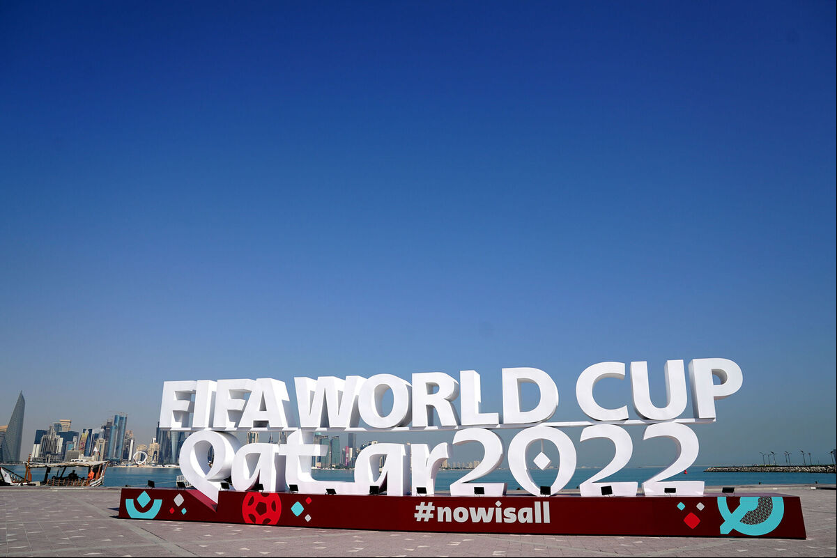 Qatar 2022 sign at the Doha Corniche, ahead of the November FIFA World Cup 2022 in Qatar. Picture: Adam Davy/PA Wire Qatar 2022 sign at the Doha Corniche, ahead of the November FIFA World Cup 2022 in Qatar. Picture: Adam Davy/PA Wire