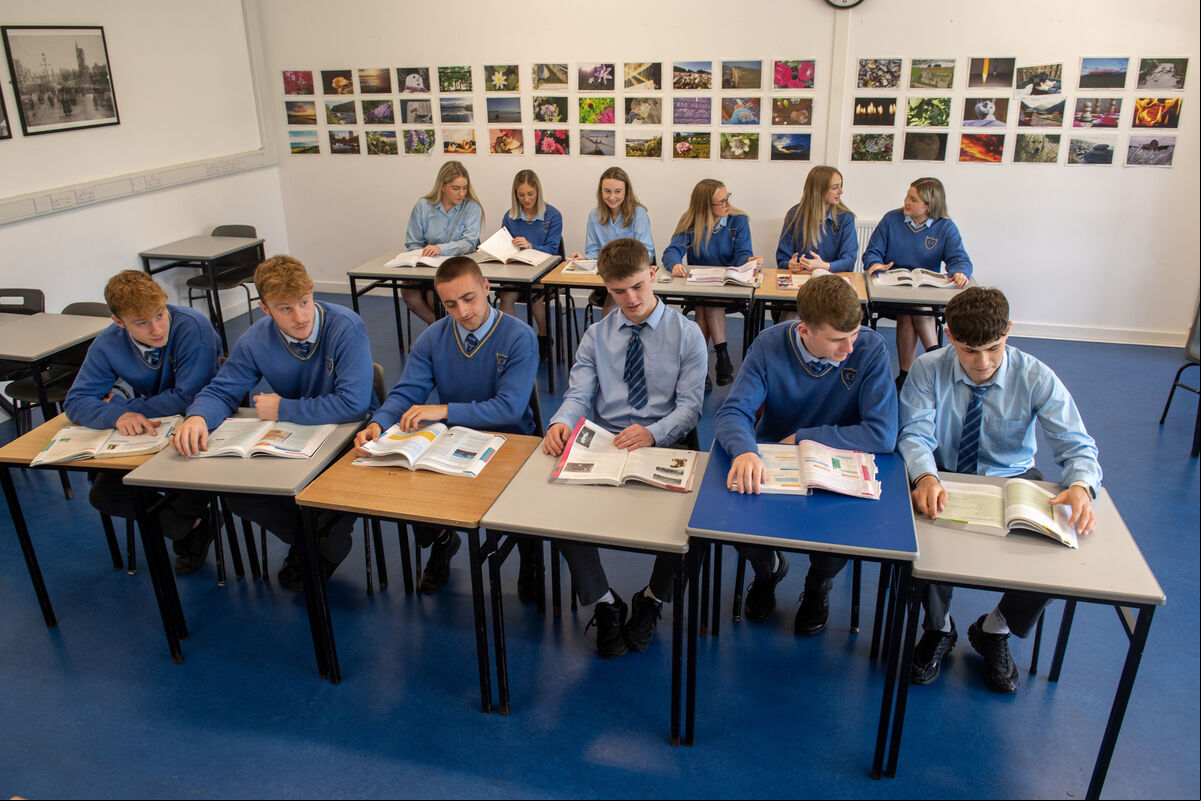 Leaving Certificate students catching up on some last minute study at Kinsale Community School, Co Cork. Picture Dan Linehan Leaving Certificate students catching up on some last minute study at Kinsale Community School, Co Cork. Picture Dan Linehan