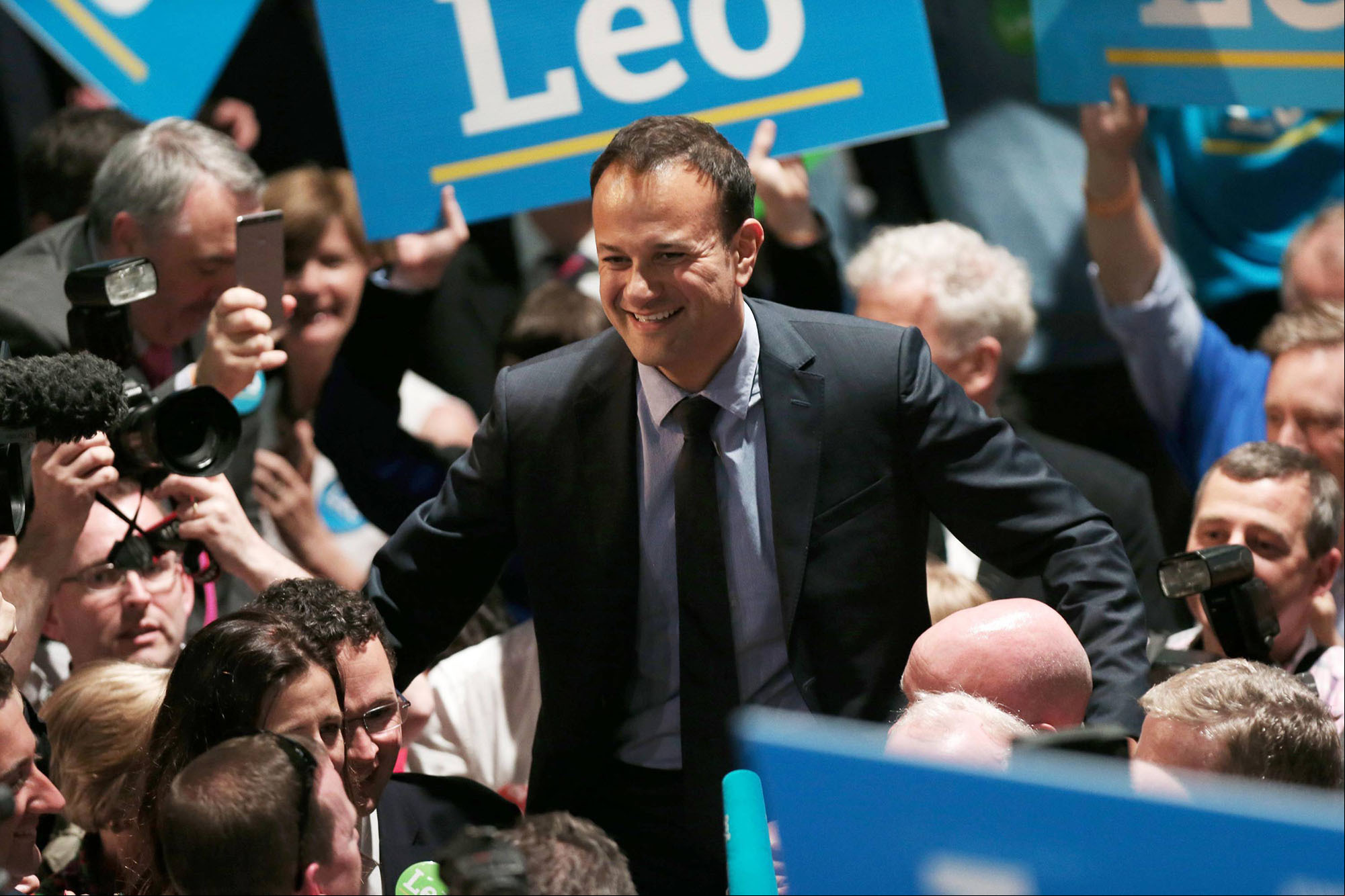 The new leader of Fine Gael, Leo Varadkar, after being elected at the Mansion House in Dublin. June, 2017.