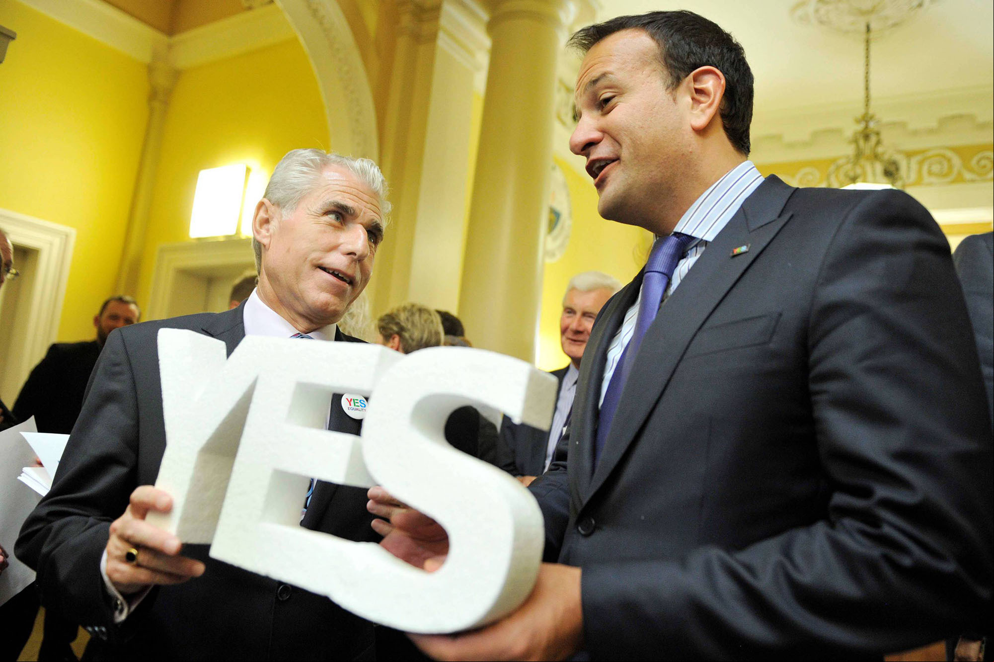 Pictured (L to R) is Liam Doran (IMNO Gen. Sec.) and Minister Leo Varadkar at vote 'Yes' for the Marriage Referendum for Health professionals on Tuesday May 5th to call for a Yes vote in the Marriage Equality Referendum at Number 6 Kildare Street, RI - Dublin. May, 2015.