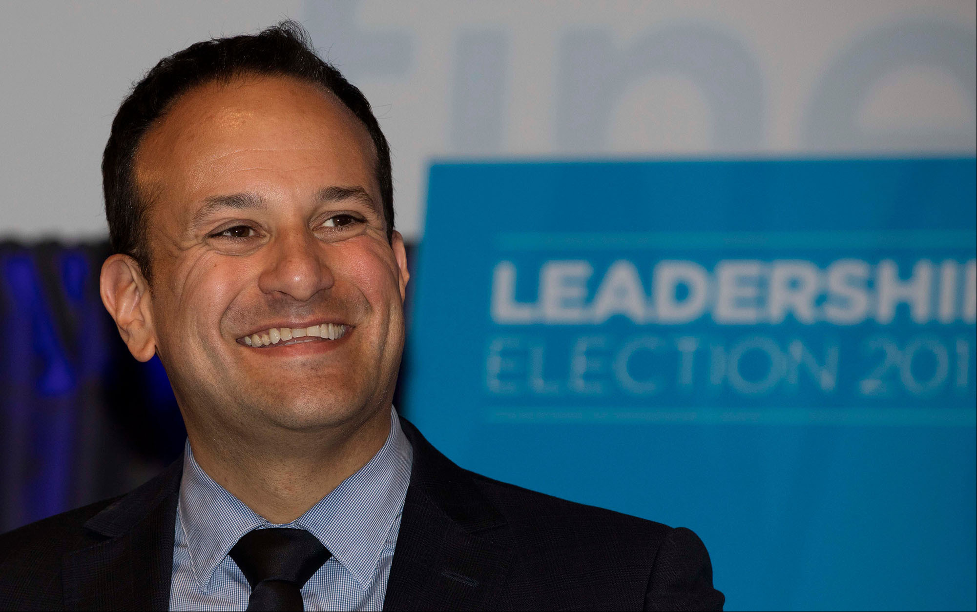 A very happy Leo Varadkar laughing as he speaks to the media at the Mansion House in Dublin after he was declared the next leader of Fine Gael at the Mansion House in Dublin. Leo Varadkar will almost certainly become the next Taoiseach and in doing so will make history in becoming the first openly gay leader of Ireland. June, 2017.
