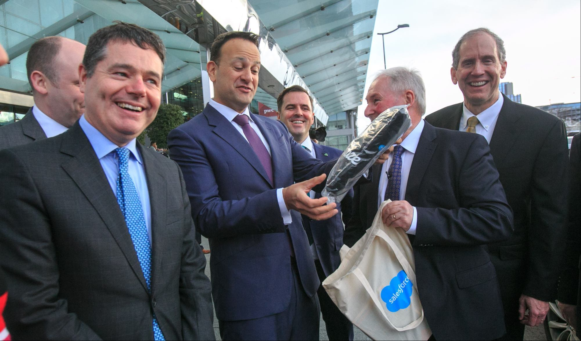 An Taoiseach Leo Varadkar TD at the announcement of Salesforce Tower Dublin at the Convention Centre, Dublin its regional hub in Ireland, publishing plans for the construction of Salesforce Tower Dublin. Salesforce Tower Dublin will be an urban campus, located on North Wall Quay within Dublin’s vibrant Silicon Docks, overlooking the River Liffey. January, 2019.