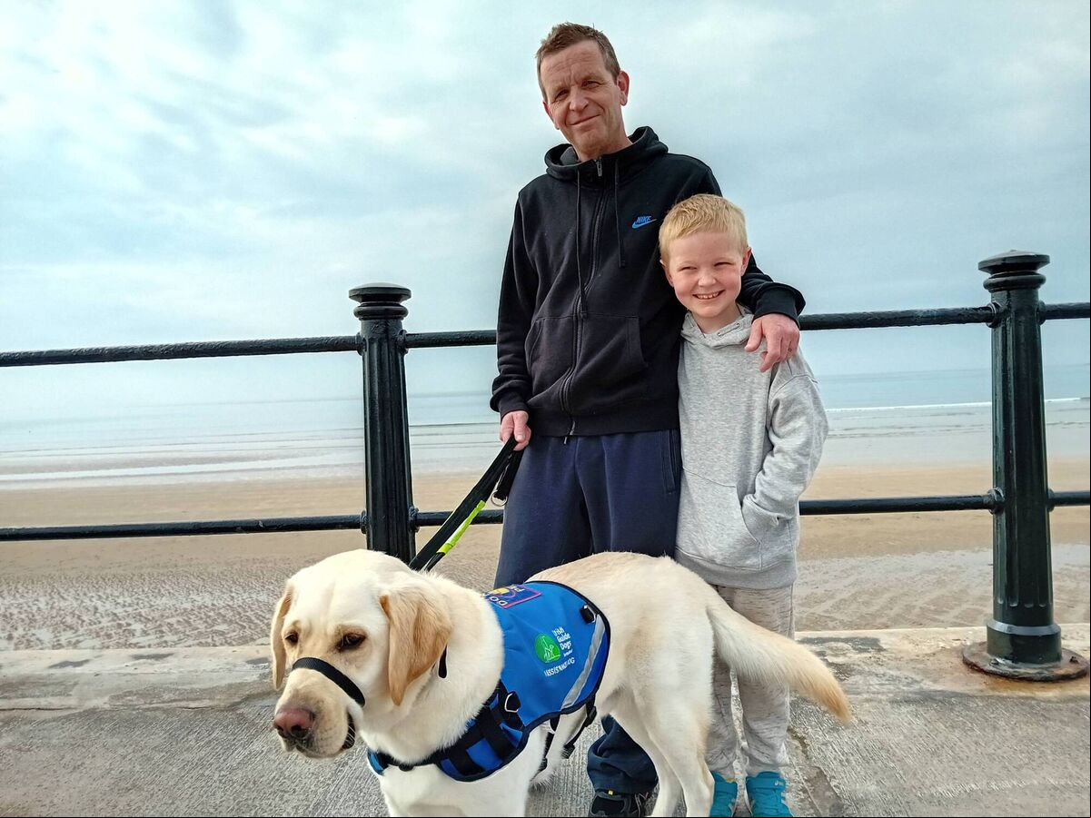 Kye, his dad and Denver, on their first trip to Tramore Beach. Kye, his dad and Denver, on their first trip to Tramore Beach.