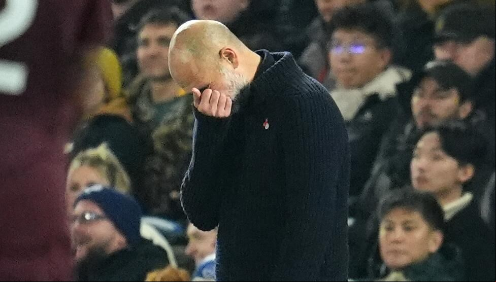 Manchester City manager Pep Guardiola reacts during the Premier League match against Brighton at American Express Stadium, Brighton. Picture: Adam Davy/PA Wire. Manchester City manager Pep Guardiola reacts during the Premier League match against Brighton at American Express Stadium, Brighton. Picture: Adam Davy/PA Wire.