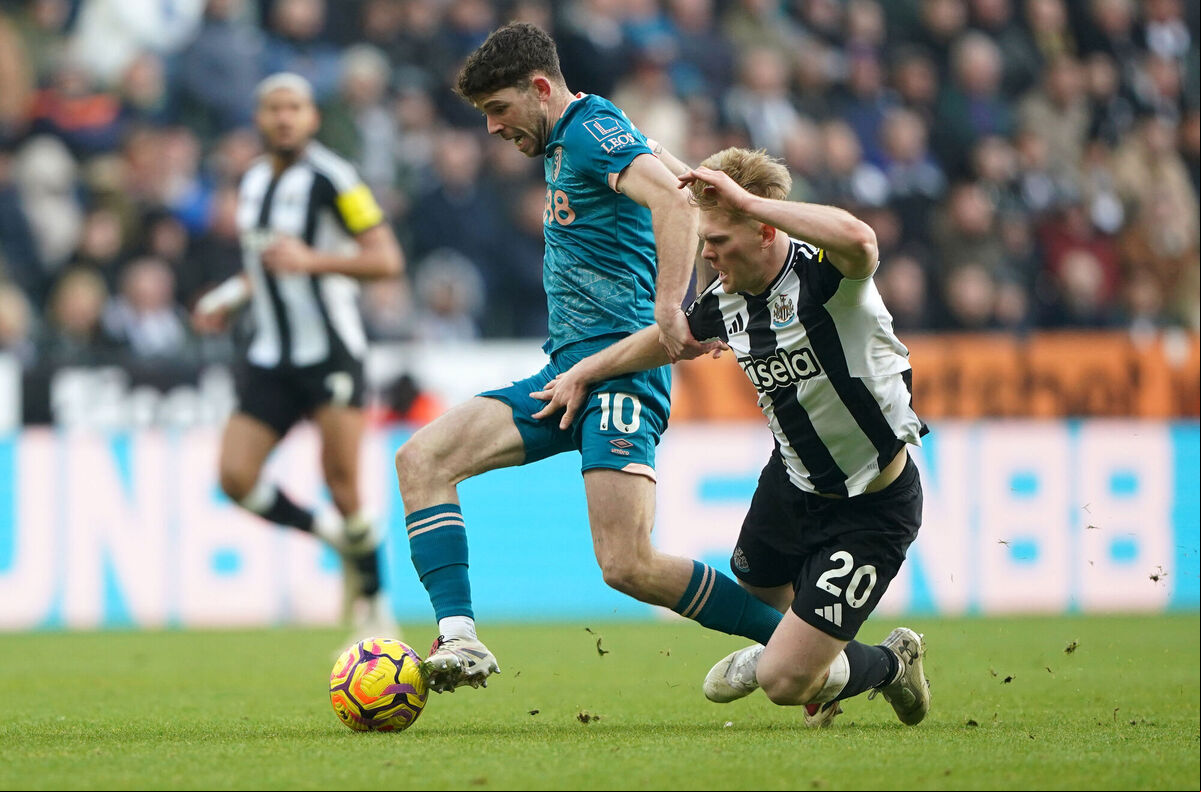 Bournemouth's Ryan Christie claims the ball against Newcastle United's Lewis Hall during the Premier League match at St James' Park, Newcastle upon Tyne. Picture: Owen Humphreys/PA Wire Bournemouth's Ryan Christie claims the ball against Newcastle United's Lewis Hall during the Premier League match at St James' Park, Newcastle upon Tyne. Picture: Owen Humphreys/PA Wire