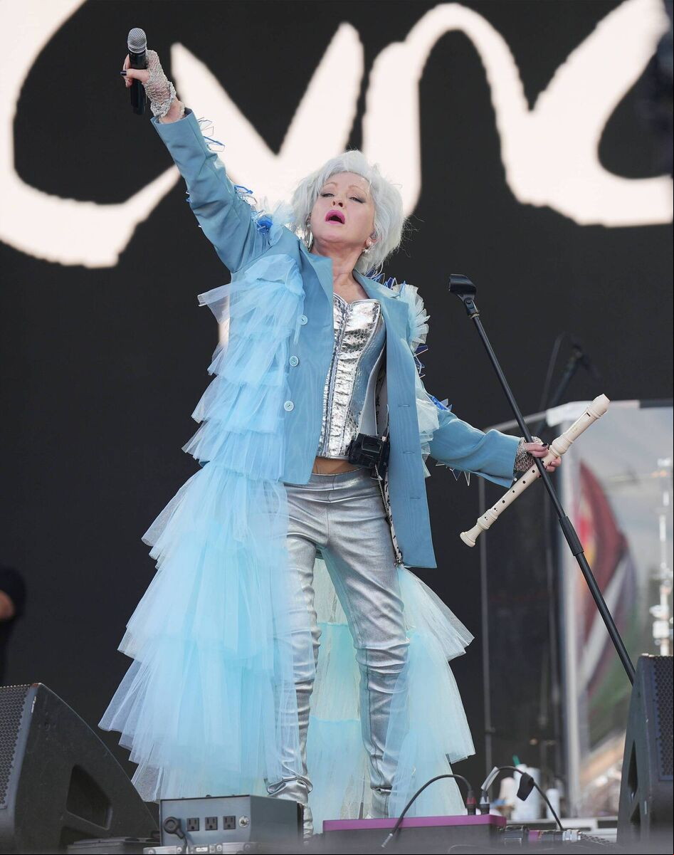 Cyndi Lauper performing on the Pyramid Stage at the Glastonbury Festival. Photo: Yui Mok/PA Cyndi Lauper performing on the Pyramid Stage at the Glastonbury Festival. Photo: Yui Mok/PA