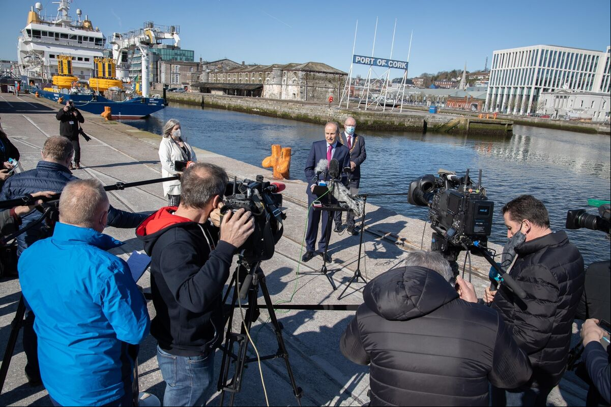 An Taoiseach Micheál Martin announcing significant government investment in Cork City Docklands and the Grand Parade Quarter under Ireland 2040’s Urban Regeneration and Development Fund (URDF). Photo: Darragh Kane An Taoiseach Micheál Martin announcing significant government investment in Cork City Docklands and the Grand Parade Quarter under Ireland 2040’s Urban Regeneration and Development Fund (URDF). Photo: Darragh Kane