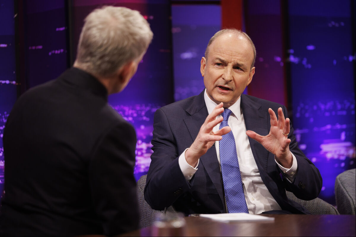  Taoiseach Micheál Martin speaking to host Patrick Kielty on Friday night's Late Late Show. Picture Andres Poveda
