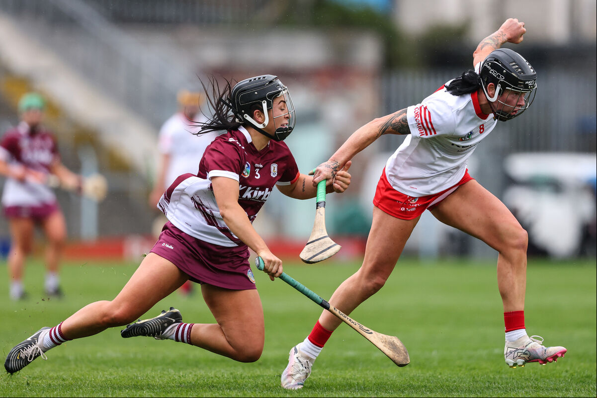 Galway's Dervla Higgins collides with Ashling Thompson of Cork. Picture: INPHO/Ben Brady Galway's Dervla Higgins collides with Ashling Thompson of Cork. Picture: INPHO/Ben Brady