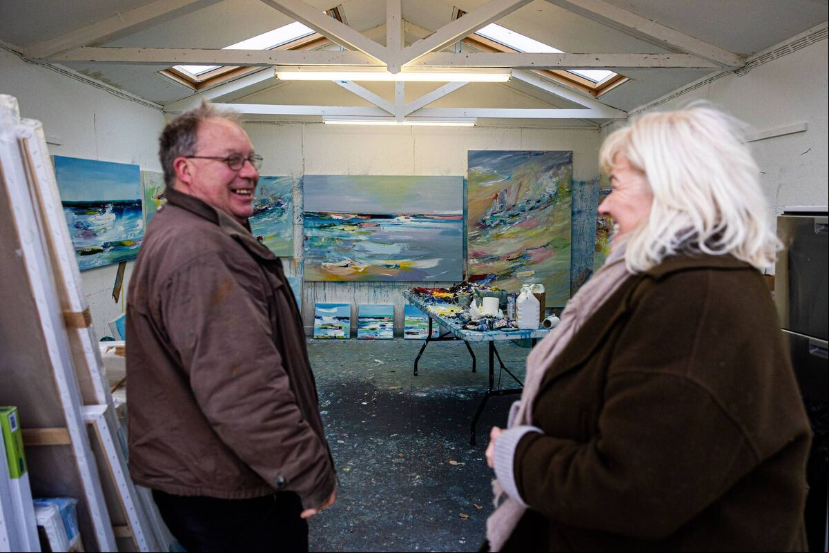 Pictured on Sherkin Island ahead of an exhibition at Uillinn West Cork Arts Centre in Skibbereen last year was Sherkin-based artist Majella O’Neill Collins moving the final pieces from the island to the mainland with the help of TJ Ryan. Photography by Emma Jervis Pictured on Sherkin Island ahead of an exhibition at Uillinn West Cork Arts Centre in Skibbereen last year was Sherkin-based artist Majella O’Neill Collins moving the final pieces from the island to the mainland with the help of TJ Ryan. Photography by Emma Jervis