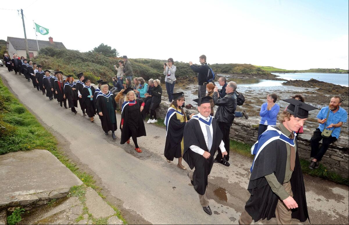 Students arrived in procession for their graduation for the BA in Visual Art ceremony on Sherkin Island off the Cork coast back in 2012. Picture: Denis Minihane. Students arrived in procession for their graduation for the BA in Visual Art ceremony on Sherkin Island off the Cork coast back in 2012. Picture: Denis Minihane.