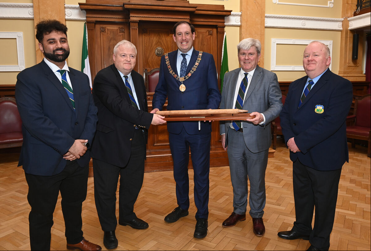 Then Lord Mayor of Cork Cllr Kieran McCarthy from left, Talha Kayoni, treasurer; Mortimer Kelleher, president; Peter Dineen, chairman and Pat Donnelly, secretary at the launch of the Cork County cricket club 150th celebrations at the city hall . Picture: Eddie O'Hare Then Lord Mayor of Cork Cllr Kieran McCarthy from left, Talha Kayoni, treasurer; Mortimer Kelleher, president; Peter Dineen, chairman and Pat Donnelly, secretary at the launch of the Cork County cricket club 150th celebrations at the city hall . Picture: Eddie O'Hare