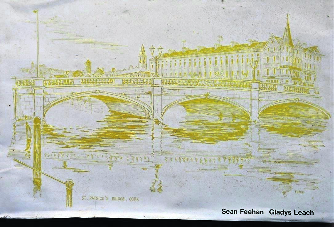 An image by Gladys Leach of Cork city and the River Lee, from the book The Scenery And Character Of Cork, published in 1974 An image by Gladys Leach of Cork city and the River Lee, from the book The Scenery And Character Of Cork, published in 1974