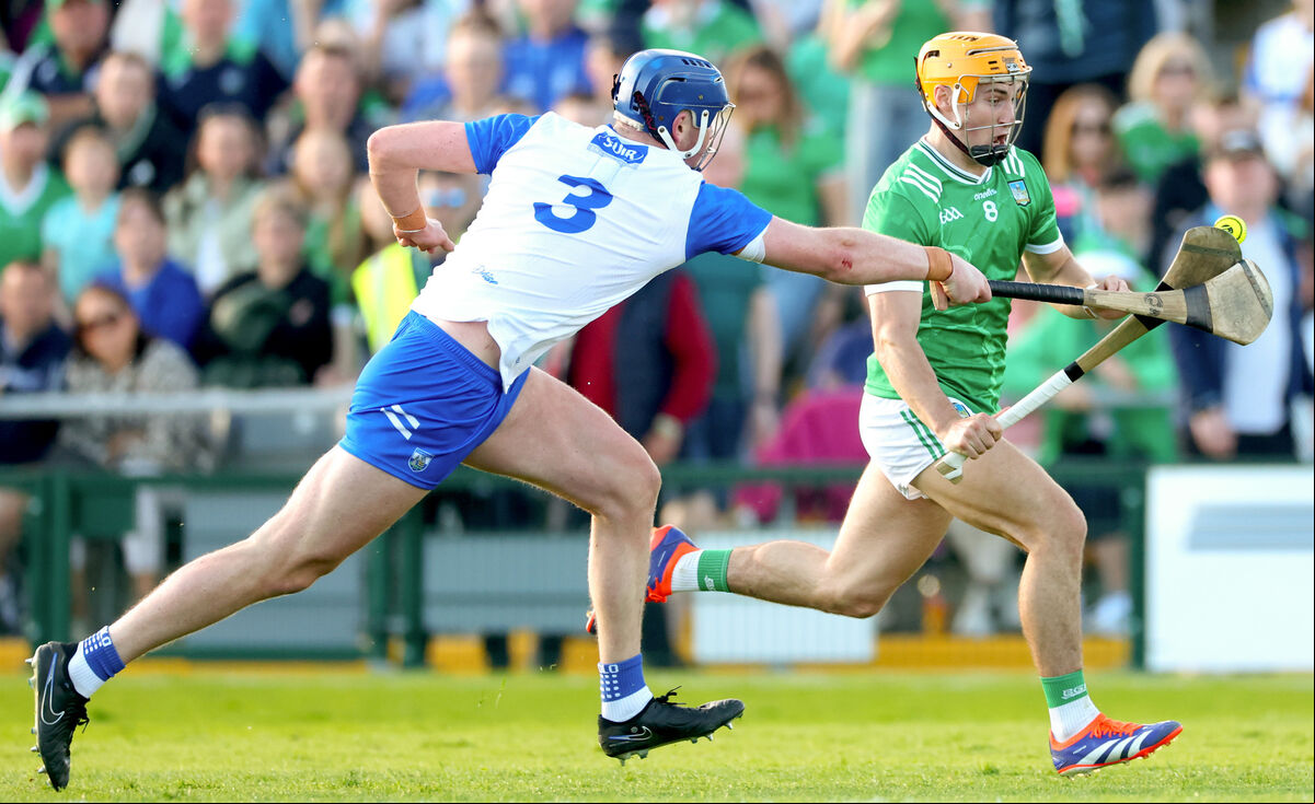 Waterford’s Conor Prunty and Adam English of Limerick races away from Waterford's Conor Prunty during the Munster GAA Senior Hurling Championship Round 3, Walsh Park, Waterford. Picture: ©INPHO/James Crombie Waterford’s Conor Prunty and Adam English of Limerick races away from Waterford's Conor Prunty during the Munster GAA Senior Hurling Championship Round 3, Walsh Park, Waterford. Picture: ©INPHO/James Crombie