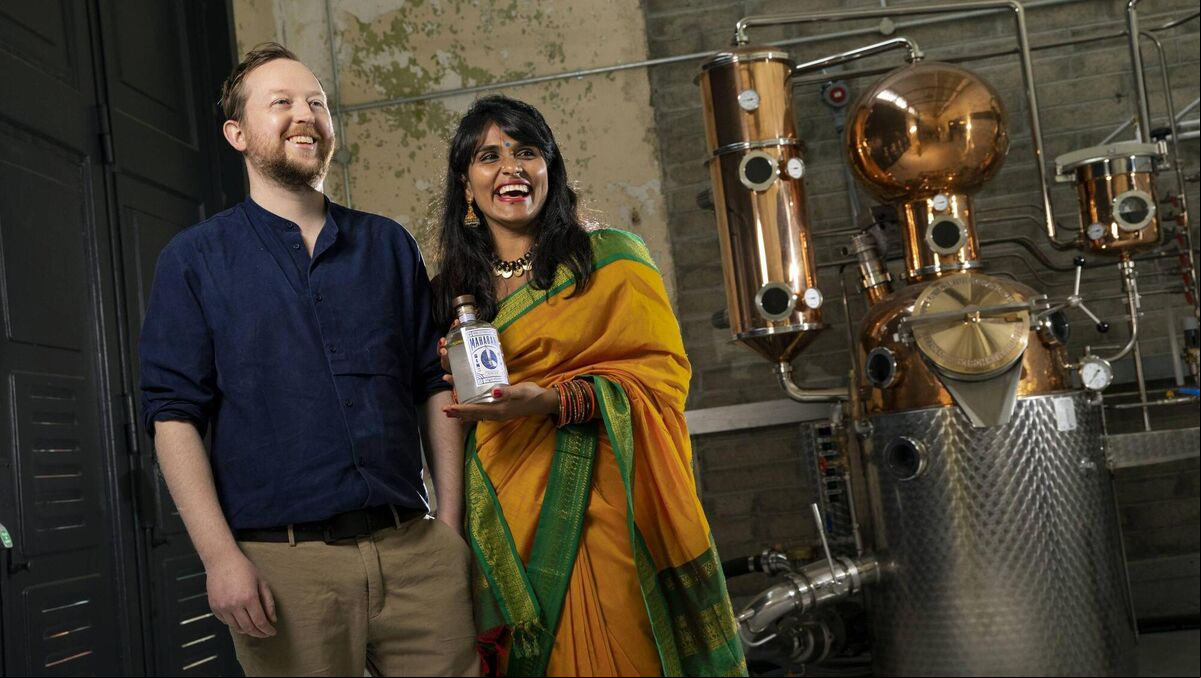 Robert Barrett and his wife Bhagya at their distillery in Cork. Robert Barrett and his wife Bhagya at their distillery in Cork.