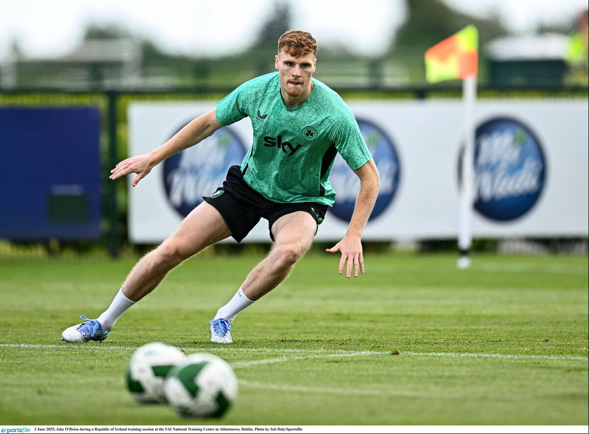 Jake O'Brien during a Republic of Ireland training session. Picture: Seb Daly/Sportsfile