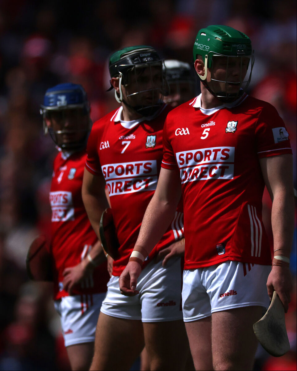 Mark Coleman (centre) with fellow Cork defenders Seán O'Donoghue (left) and Cormac O'Brien. Picture: Inpho/James Crombie Mark Coleman (centre) with fellow Cork defenders Seán O'Donoghue (left) and Cormac O'Brien. Picture: Inpho/James Crombie