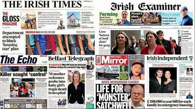 What the papers say: Thursday's front pages What the papers say: Thursday's front pages