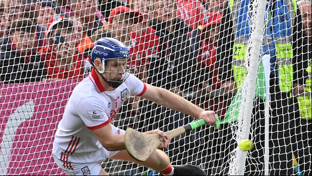 <p>Cork goalkeeper Patrick Collins saves the penalty from Limerick's Tom Morrissey. Picture: Eddie O'Hare</p>